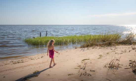 Strolling the beach at Fontainebleau State Park